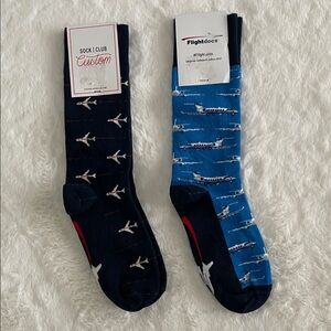 Boys Airplane Pattern Socks - Navy and Blue